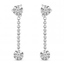 14K White Gold Dashing Diamonds Single Dangle Earrings