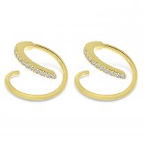 14K Yellow Gold Diamond Twist Huggie Earrings