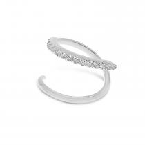 14K White Gold Diamond Twist Huggie Earrings