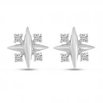 14K White Gold Diamond X Post Earrings