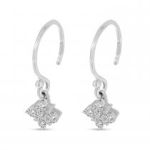 14K White Gold J-Hook Diamond Dangle Earrings