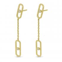 14K Yellow Gold Diamond Twist Paperclip Chain Earrings