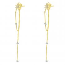 14K Yellow Gold Dashing Diamonds Chain with Starburst Stud Earrings