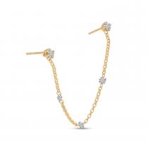 14K Rose Gold Dashing Diamond Double Hole Chain Earrings