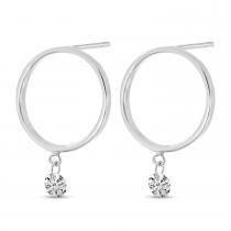 14K White Gold Small Front Hoop 0.16 ct Diamond Earrings