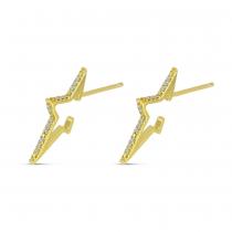 14K Yellow Gold Diamond Starburst Huggie Earrings