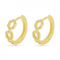 14K Yellow Gold Diamond Geometric Huggie Earrings