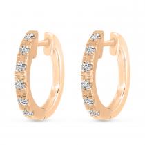 14K Rose Gold Diamond Huggie Earrings