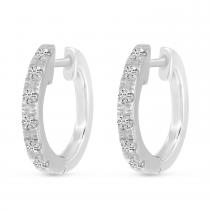 14K White Gold Diamond Huggie Earrings