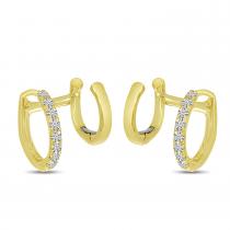 14K Yellow Gold Diamond Double Huggies