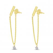 14K Yellow Gold Dashing Diamond Chain Earrings