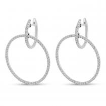 14K White Gold Diamond Interlocking Circles Earrings