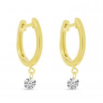 14K Yellow Gold Dashing Diamond Huggie Earrings