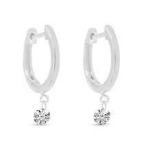 14K White Gold Dashing Diamond Huggie Earrings