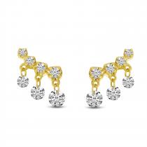 14K Yellow Gold Dashing Diamonds Post Earring Climbers