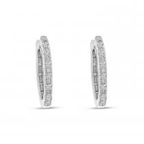 14K White Gold  Diamond Hoops