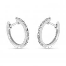 14K White Gold  Diamond Hoops