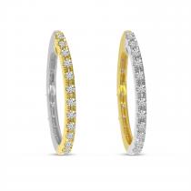 14K Yellow and White Gold Two Tone . 52 Ct Diamond Hoops