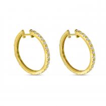 14K Yellow and White Gold Two Tone . 52 Ct Diamond Hoops