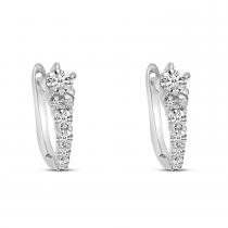 14K White Gold Diamond Graduated Huggie Earrings