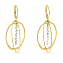 14K Yellow Gold Double Oval .60 ct Dashing Diamond 3D Earrings