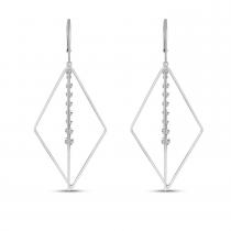 14K White Gold Dashing Diamond 3D Geometric Triangle Earrings