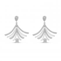 14K White Gold Diamond and Gold Moveable Fan Shape Fashion Earrings