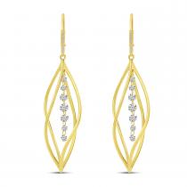 14K Yellow Gold Dashing Diamond 3D Swirl Earrings