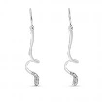 14K White Gold Diamond Fashion Swirl Earrings