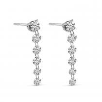 14K White Gold Dashing Diamonds Cascading Earrings