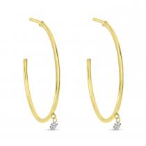 14K Yellow Gold Dashing Diamond Shaker Hoop Earrings