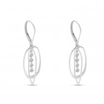 14K White Gold Dashing Diamonds Petite Oval 3D Earrings