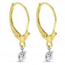 14K Yellow Gold Floating Diamonds Leverback Earrings