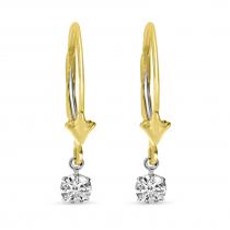 14K Yellow Gold Floating Diamonds Leverback Earrings