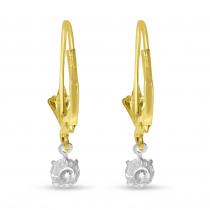 14K Yellow Gold Floating Diamonds Leverback Earrings