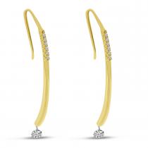 14K Yellow Gold Long Single Floating Diamond Earrings