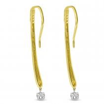 14K Yellow Gold Long Single Floating Diamond Earrings