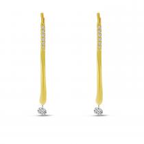 14K Yellow Gold Long Single Floating Diamond Earrings