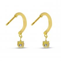 14K Yellow Gold Floating Diamond Half Huggie Earrings