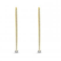 14K Yellow Gold Floating Diamond Linear Earrings