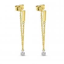 14K Yellow Gold Floating Diamond Chain Earrings