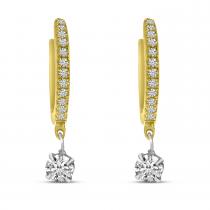 14K Yellow Gold Floating Diamonds Petite Huggie Earrings