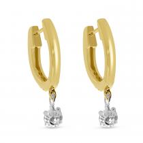 14K Yellow Gold Floating Diamonds Petite Huggie Earrings