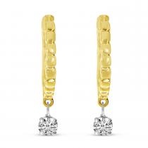 14K Yellow Gold Floating Diamond Huggie Earrings