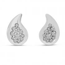 14K White Gold Petite Diamond Teardrop Stud Earrings