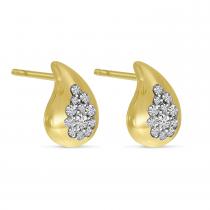 14K Yellow Gold Petite Diamond Teardrop Stud Earrings