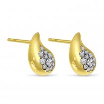 14K Yellow Gold Petite Diamond Teardrop Stud Earrings