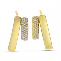 14K Yellow Gold Pave Diamond and Gold Fashion Earrings