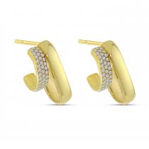 14K Yellow Gold Pave Diamond and Gold Fashion Earrings