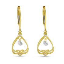 14K Dashing Diamond Dangle Pear Lever Back Earring